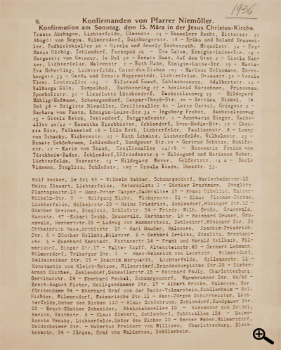 Konfirmanden von Pfarrer Niemöller 1936