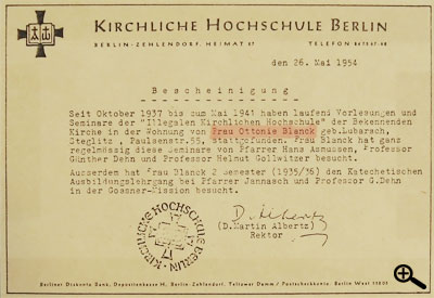 Bescheinigung der Kirchlichen Hochschule