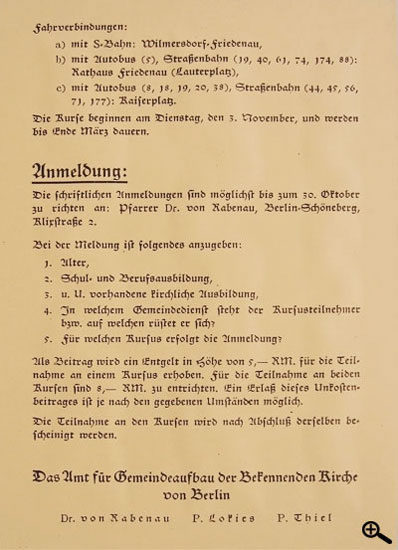 Das erste Programm der "Kurse für kirchlichen Unterricht", 1938 (3)
