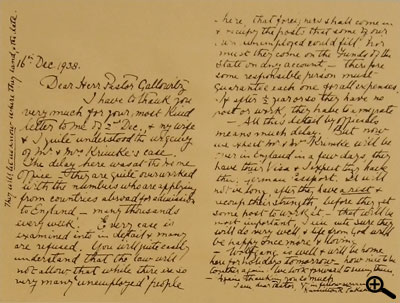 Brief von Pator Pakenham, England, an Helmut Gollwitzer mit der Nachricht, dass Familie Krimke nach England einreisen darf.