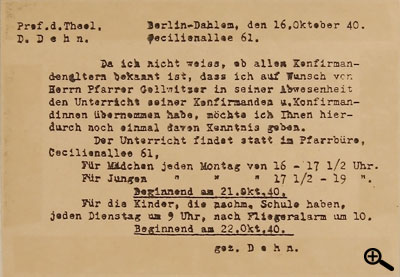 Professor Günther Dehn vertrat im Herbst 1940 Helmut Gollwitzer im Konfirmandenunterricht 