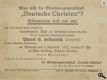 Flugblatt der Dahlemer Ortsgruppe "Deutscher Christen" zur Kirchenwahl (November 1932)