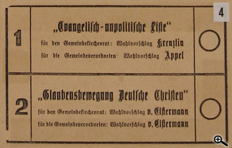 Stimmzettel für die Kirchenwahl in Dahlem (Nov. 1932)