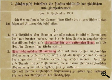 Aus dem Kirchengesetz betreffend die Rechtsverhältnisse der Geistlichen und Kirchenbeamten vom 6. September 1933 (1)