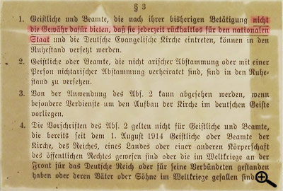 Aus dem Kirchengesetz betreffend die Rechtsverhältnisse der Geistlichen und Kirchenbeamten vom 6. September 1933 (2)