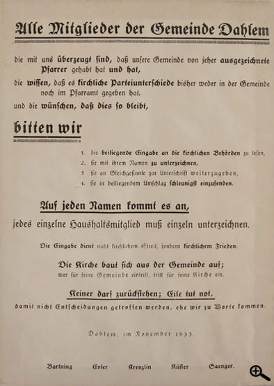 Flugblatt an die Gemeinde